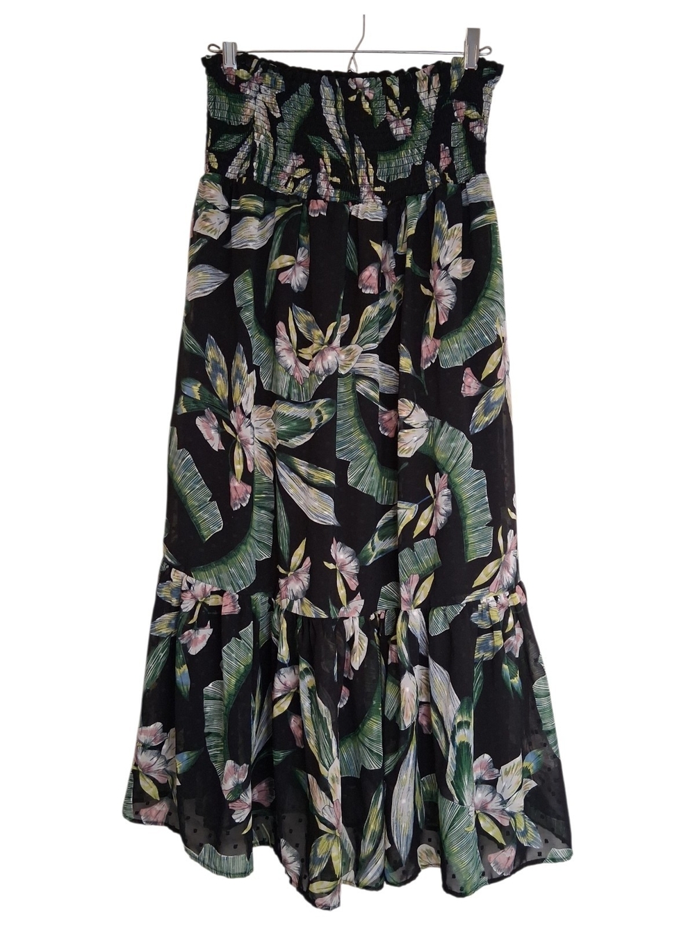 Stella & Dot Lizzie Botanical Tropical Floral Smocked 2-in-1 Maxi Skirt Dress M